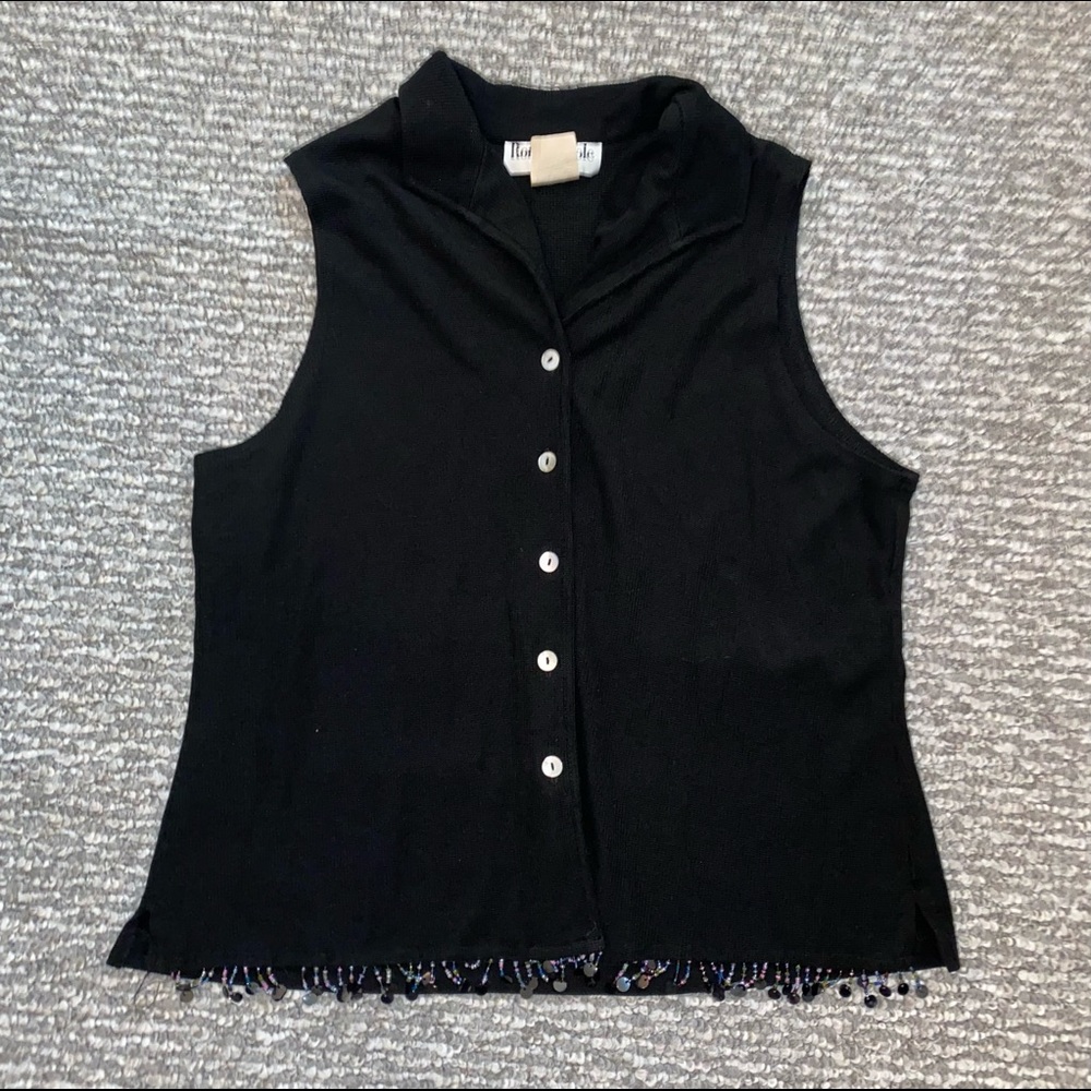 Ronni Nicole Beaded Fringe Sleeveless Blouse